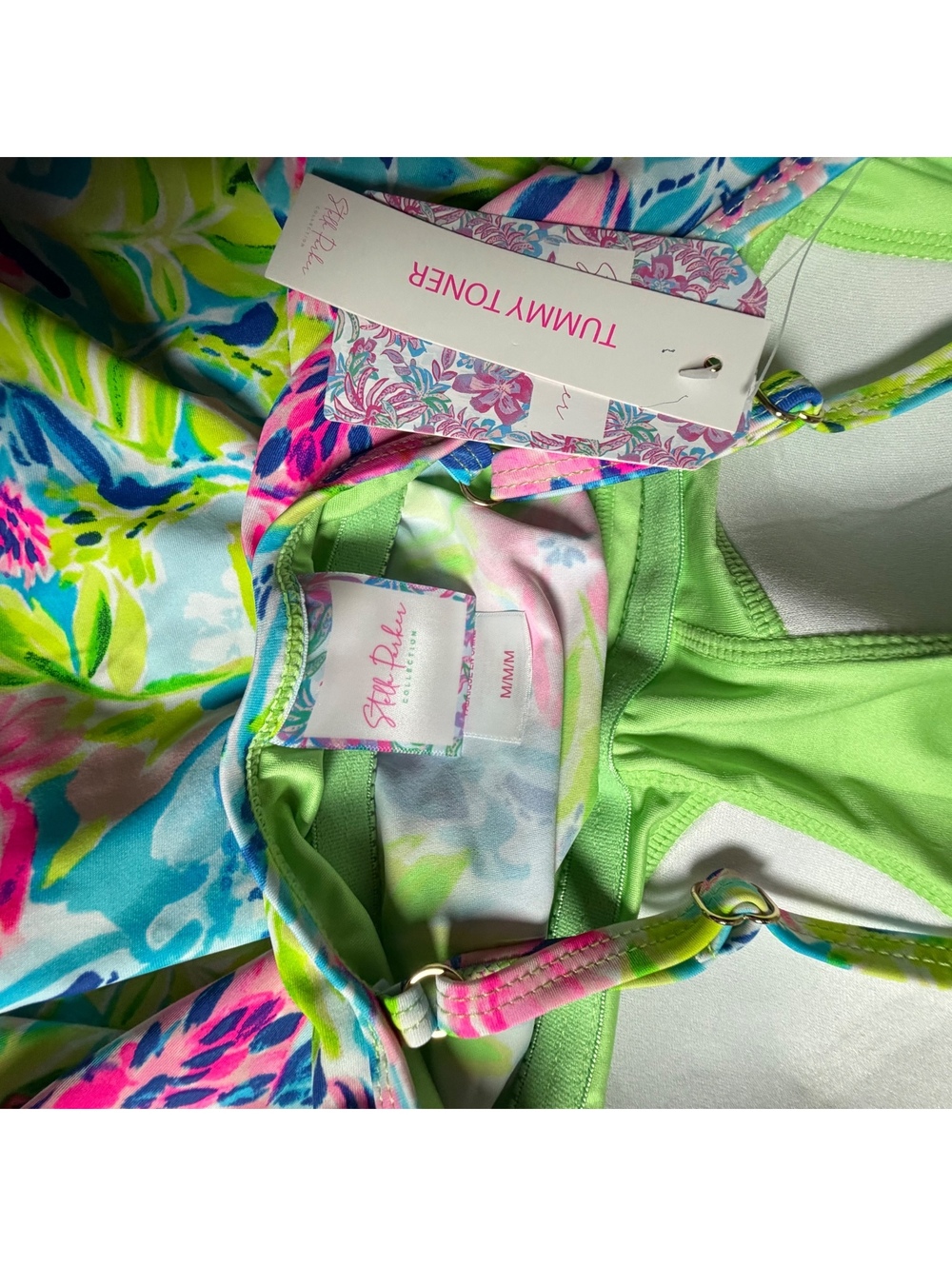 Stella Parker ruffle tiered shelf bra molded cup tankini swim top size M NWT - Picture 7 of 9